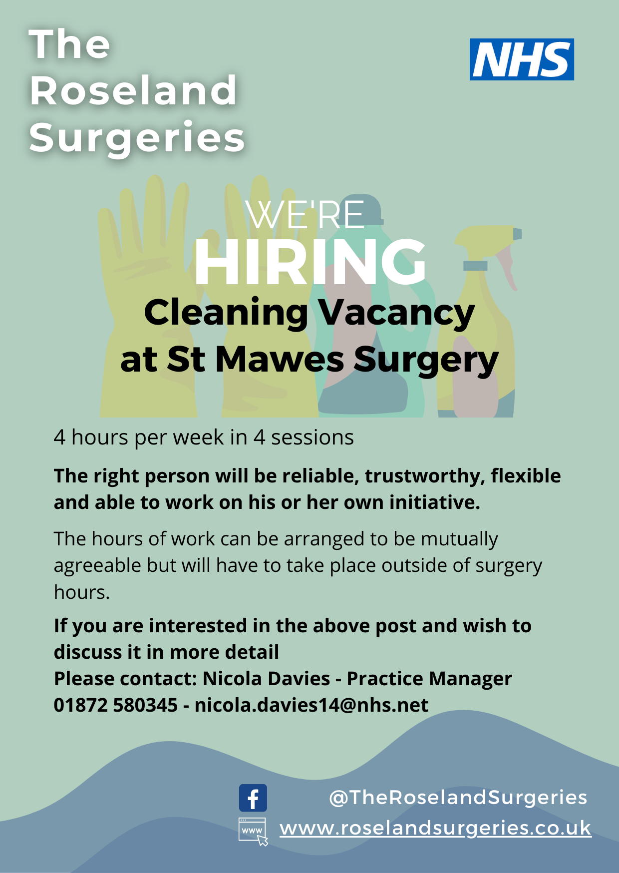Roseland Surgeries Cleaning Vacancy at St Mawes