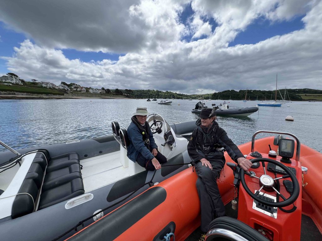 Mike and Diana Garside on the water taxi/Safety boat