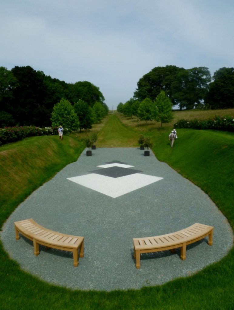 Chevron gravel sculpture