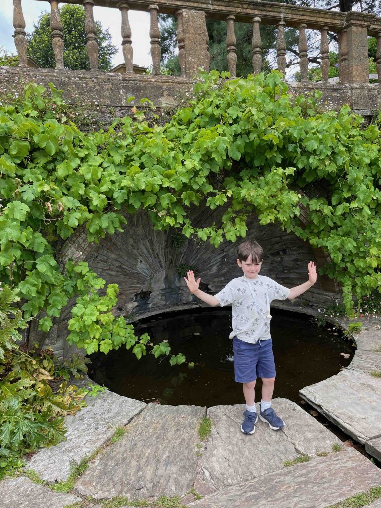 Circular pond inset into the terrace above