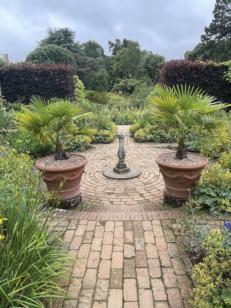 Pots framing a view